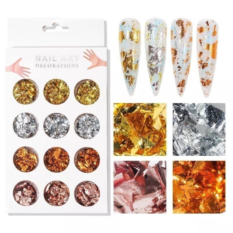 Set 12 Foil multicolor para arte de uñas Set 12 Foil multicolor para arte de uñas