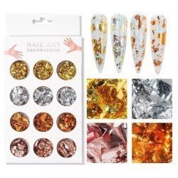 Set 12 Foil multicolor para arte de uñas
