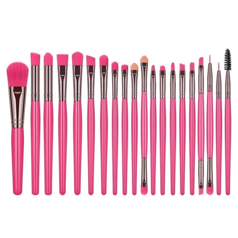 Set de 20 brochas de maquillaje en color rosa