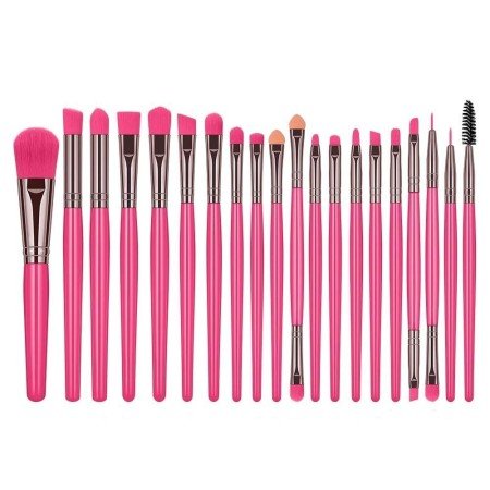 Set de 20 brochas de maquillaje en color rosa