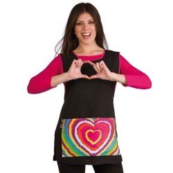 Estola Negra con Corazones, Talla Única