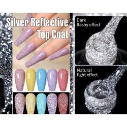 Top Coat Plateado Reflectante para Uñas