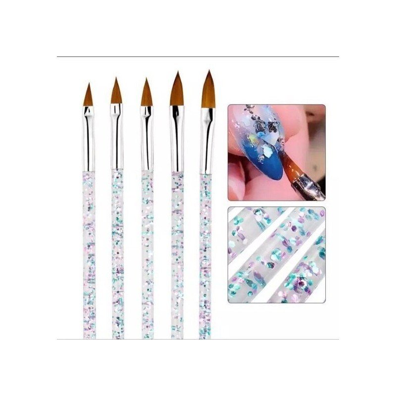 Set de 5 Pinceles para Decoración de Uñas Acrílico Set de 5 Pinceles para Decoración de Uñas Acrílico