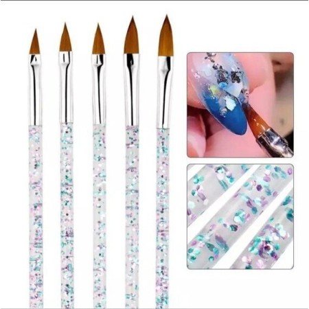 Set de 5 Pinceles para Decoración de Uñas Acrílico