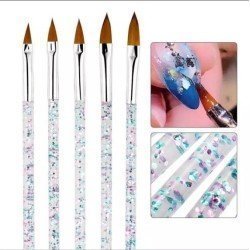 Set de 5 Pinceles para Decoración de Uñas Acrílico