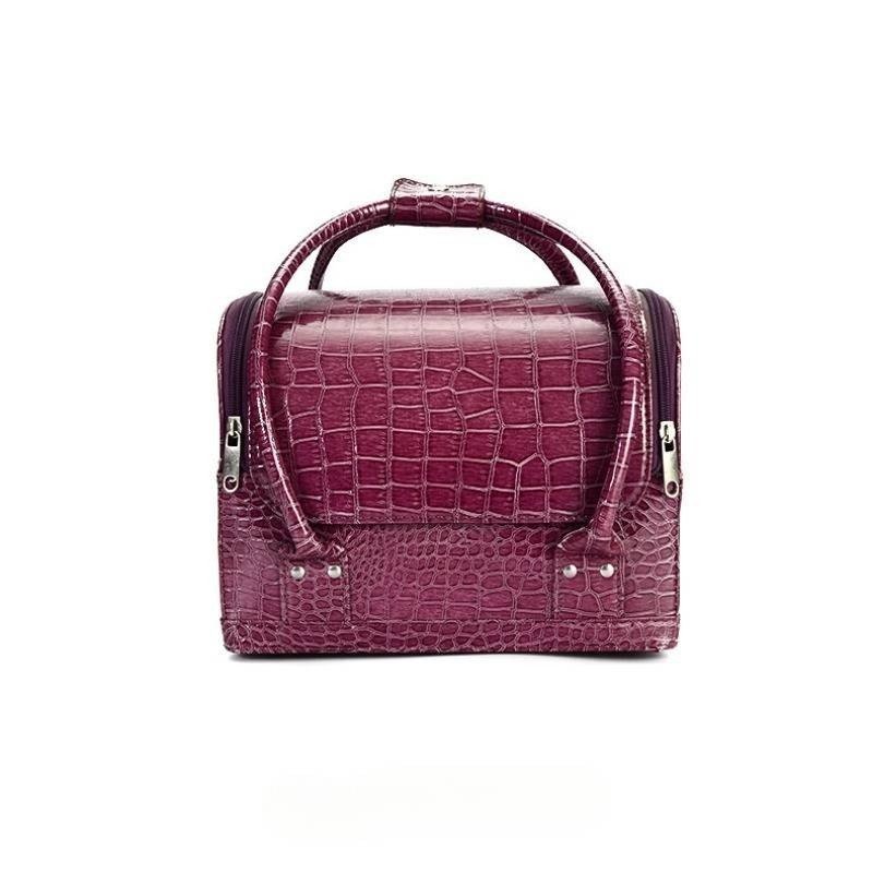 Maletín para cosméticos en polipiel negro imitación cocodrilo Maletín para cosméticos en polipiel negro imitación cocodrilo