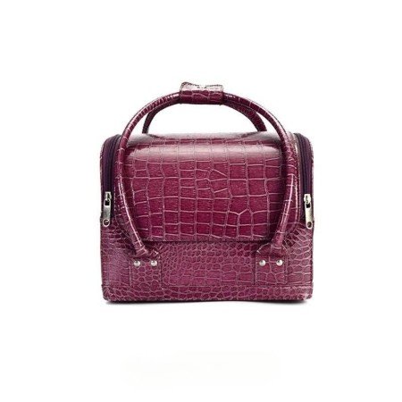 Maletín para cosméticos en polipiel negro imitación cocodrilo