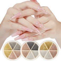 Decoración de uñas con perlas metálicas coloridas Nº 4
