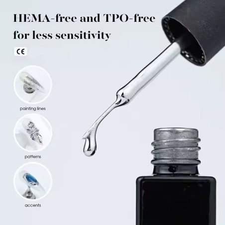 Gel de uñas Chrome Silver con brillo espejo