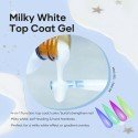 TOP COAT NO WIPE - Milky White para uñas brillantes