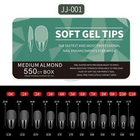SOF GEL NAIL TIPS - Almendra Media 550pcs
