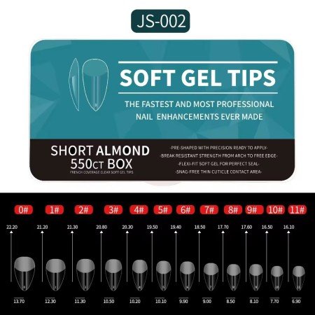 SOF GEL NAIL TIPS 550pcs - Short Almond