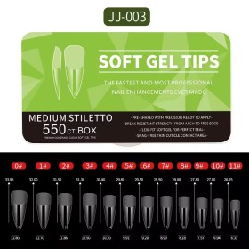 SOF GEL NAIL TIPS 550pcs - Medium stiletto