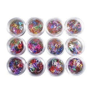 Set de 12 tarros para decoración de uñas con letras