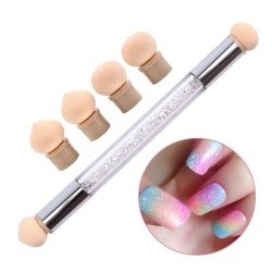 Pincel con Esponja y Esponjas de Recambio para Uñas