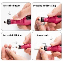 Torno Profesional Uñas Rosa con Accesorios