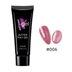 GLITTER POLY GEL 15g - 06 en aplicación