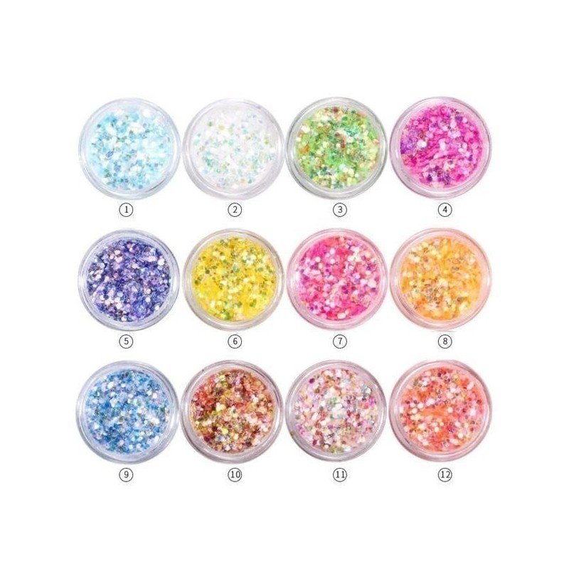 Set de 12 tarros para decoración de uñas 3D