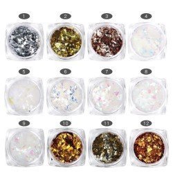 Set de 12 Tarros Decoración Uñas Metal Glass