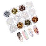 Set de 12 Tarros Decoración Uñas Metal Glass Set de 12 Tarros Decoración Uñas Metal Glass