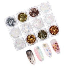Set de 12 Tarros Decoración Uñas Metal Glass Set de 12 Tarros Decoración Uñas Metal Glass