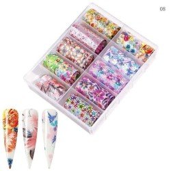 NAIL FOIL SET 10pcs - Fácil aplicación, colores variados