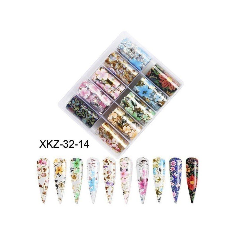 Set de 10 piezas de foil para uñas, diseño y color Set de 10 piezas de foil para uñas, diseño y color
