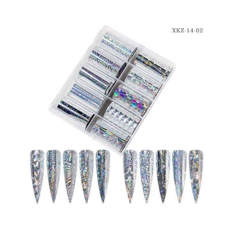 Set de 10 piezas de nail foil para decoración de uñas Set de 10 piezas de nail foil para decoración de uñas