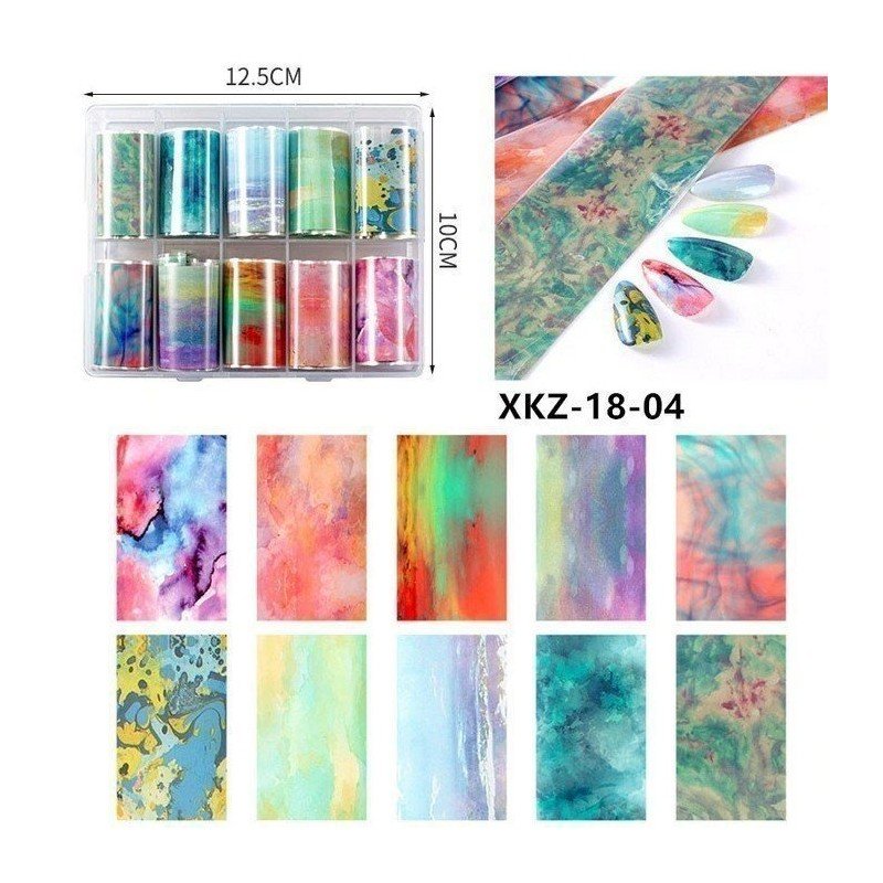 Set de Nail Foil 10 piezas para decoración de uñas Set de Nail Foil 10 piezas para decoración de uñas